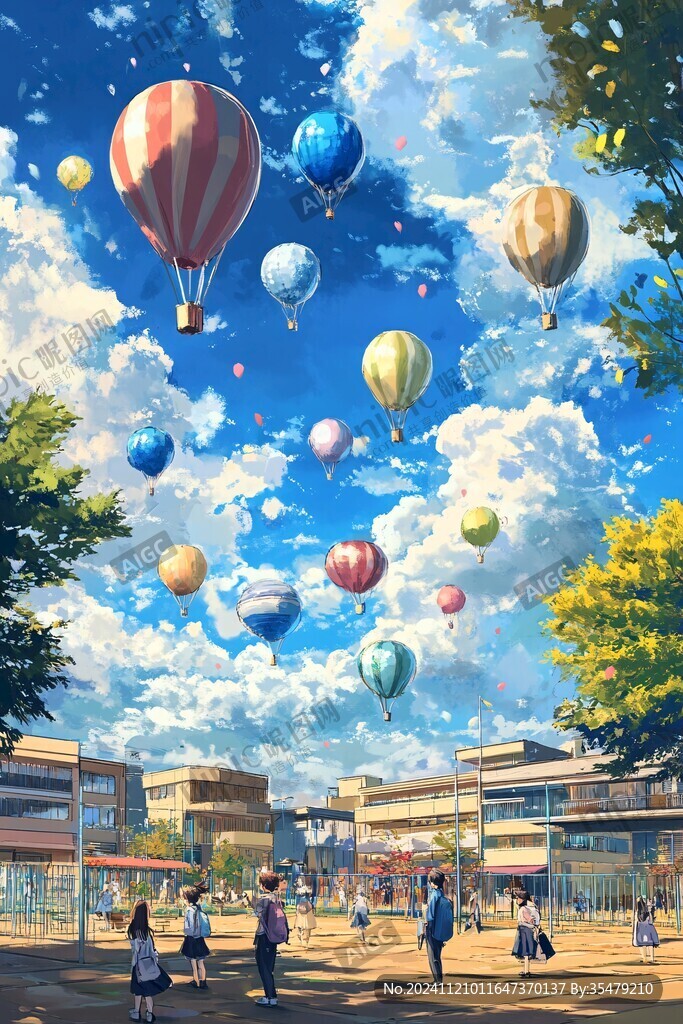 唯美校園插畫