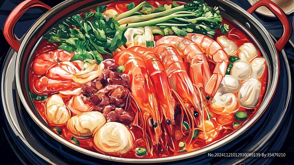 速熱火鍋插畫