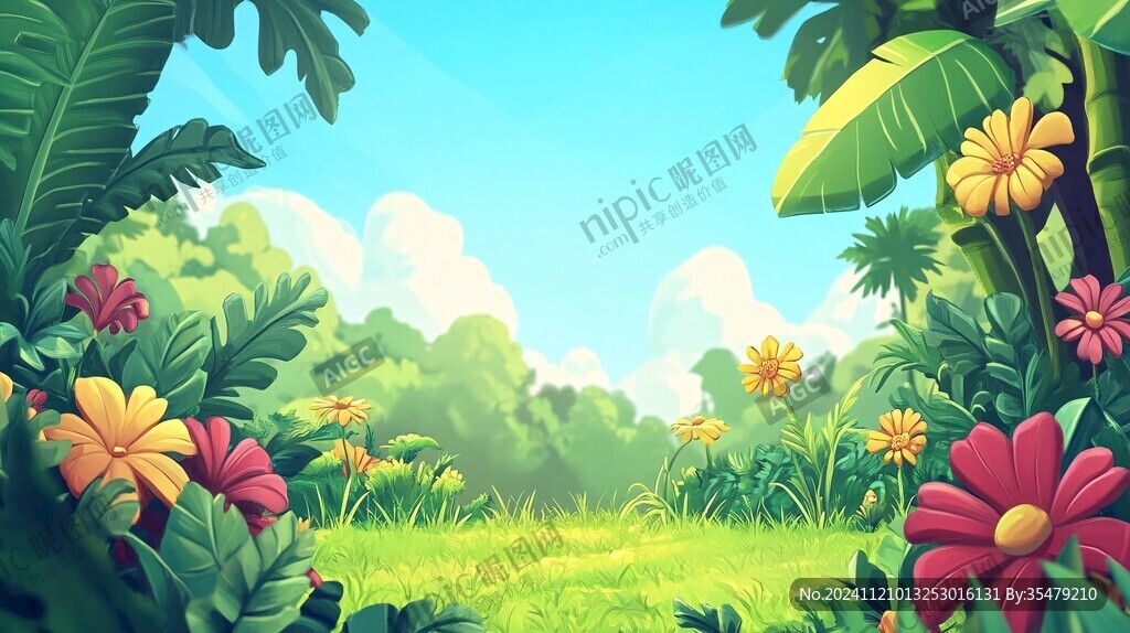 熱帶雨林花草樹木背景