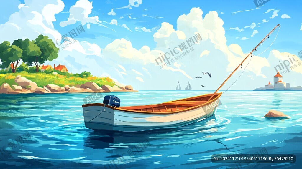 漁船包裝插畫