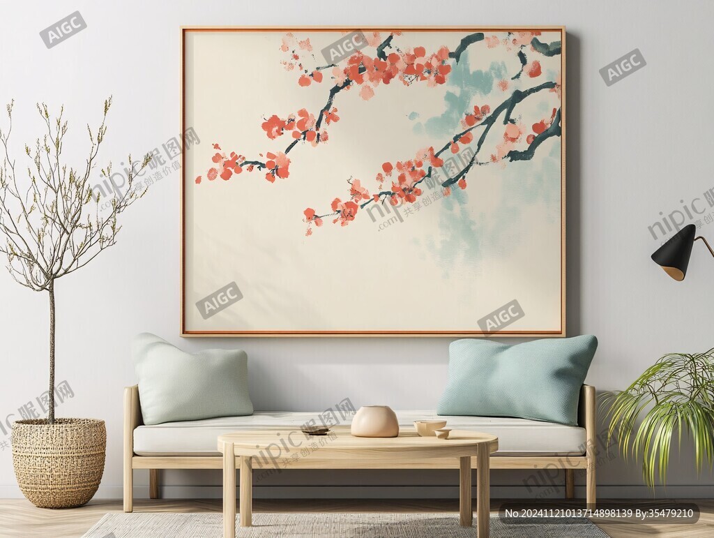 客廳裝飾畫梅花工筆畫