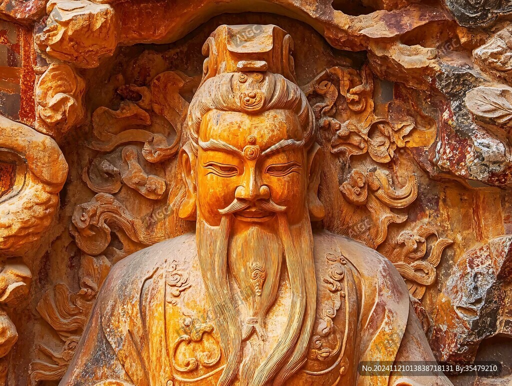 木雕龍王塑像