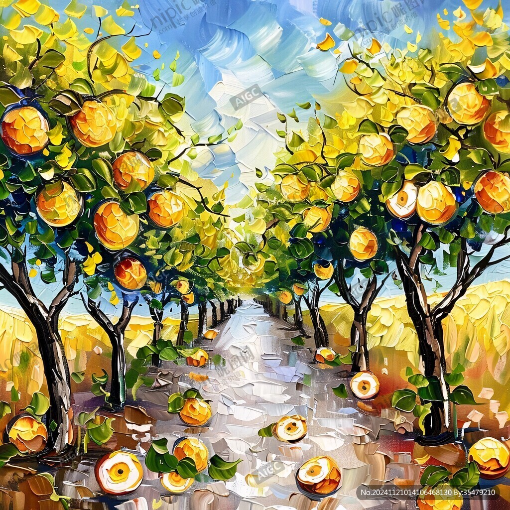 黃金梨樹插畫