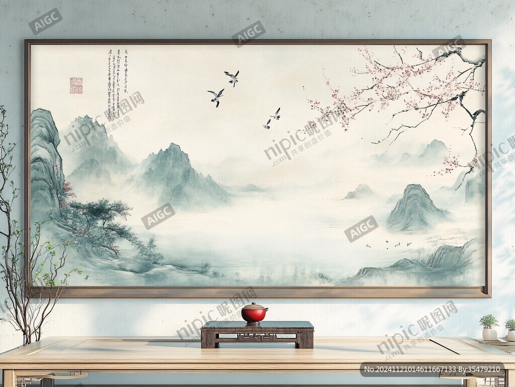 新中式數(shù)字畫(huà)潑墨山水