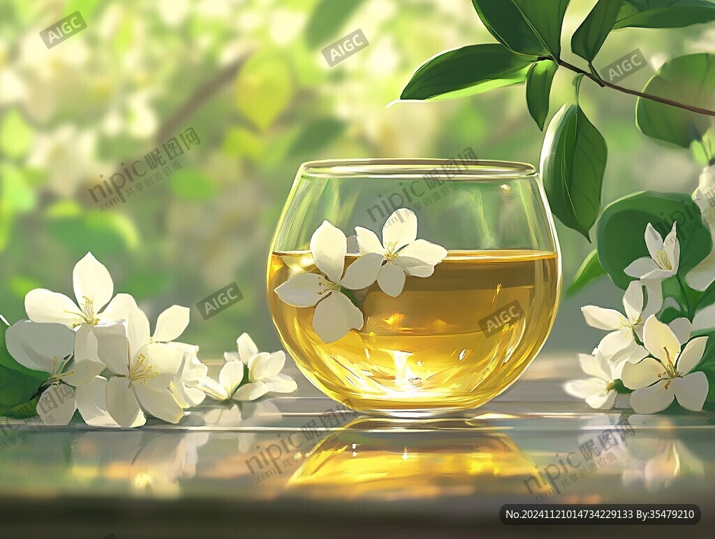 茉莉花茶插畫