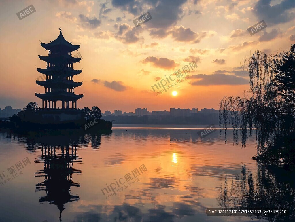 日落萬春亭