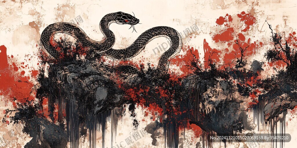 水墨暈染蛇