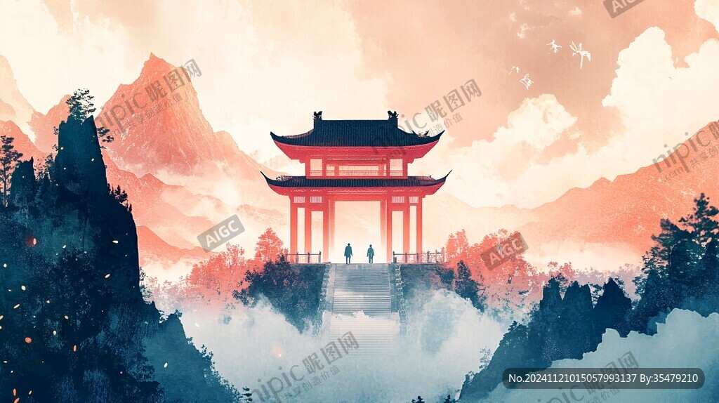 牌坊插畫
