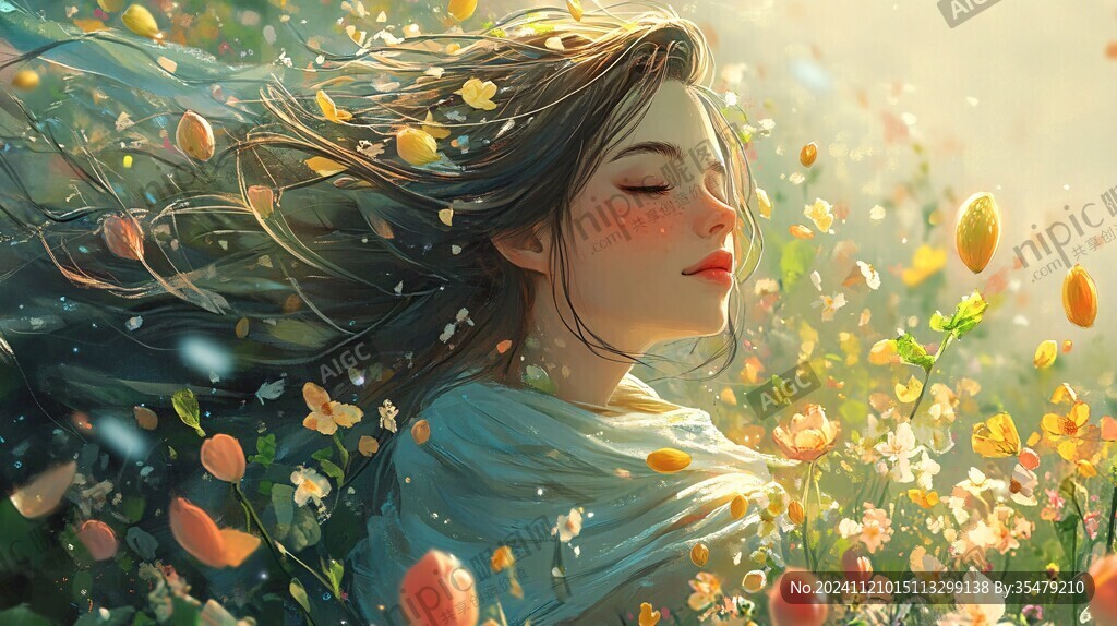 唯美少女與花系列