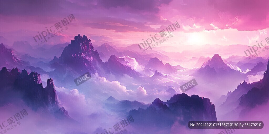 紫色山水背景