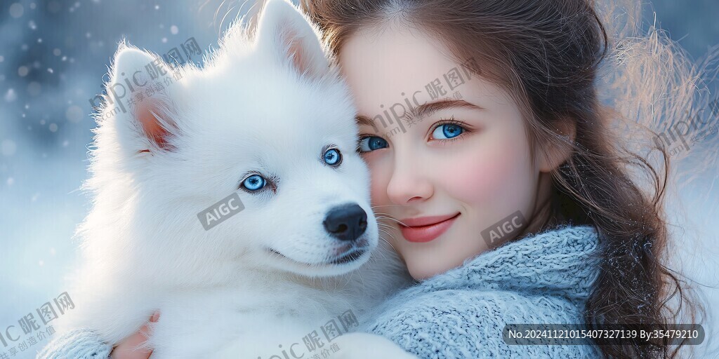 抱寵物美女