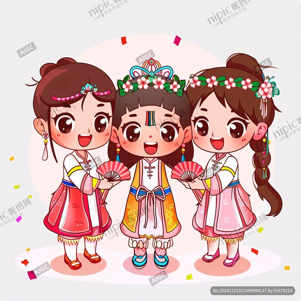 q版維吾爾族男孩女孩