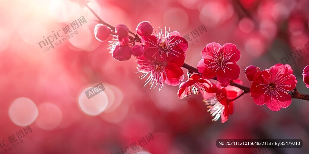陽光下紅梅花