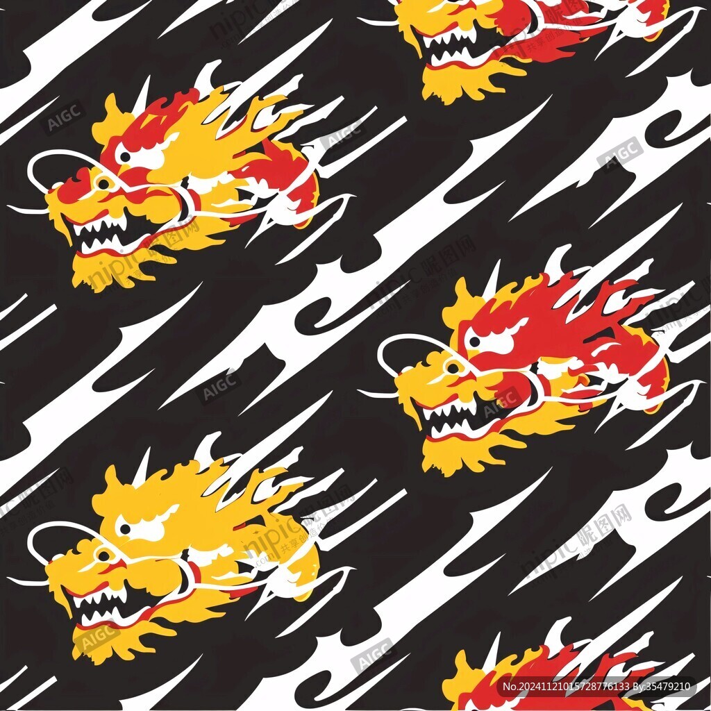 卡通龍印花圖案