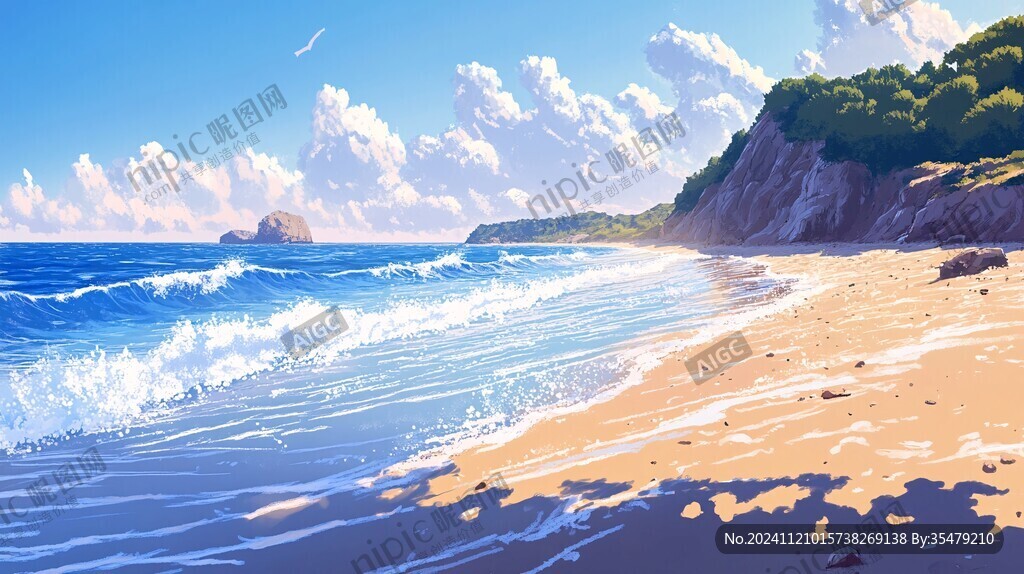 插畫(huà)海邊