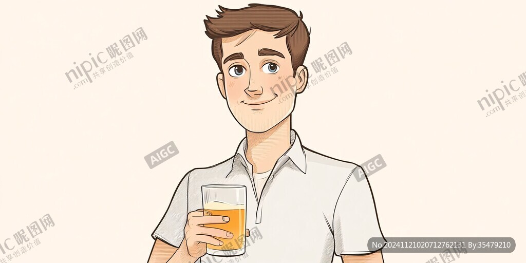 喝奶茶的男人