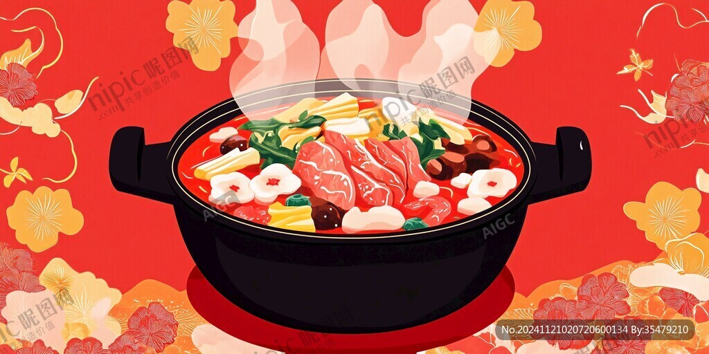 春節(jié)火鍋插畫