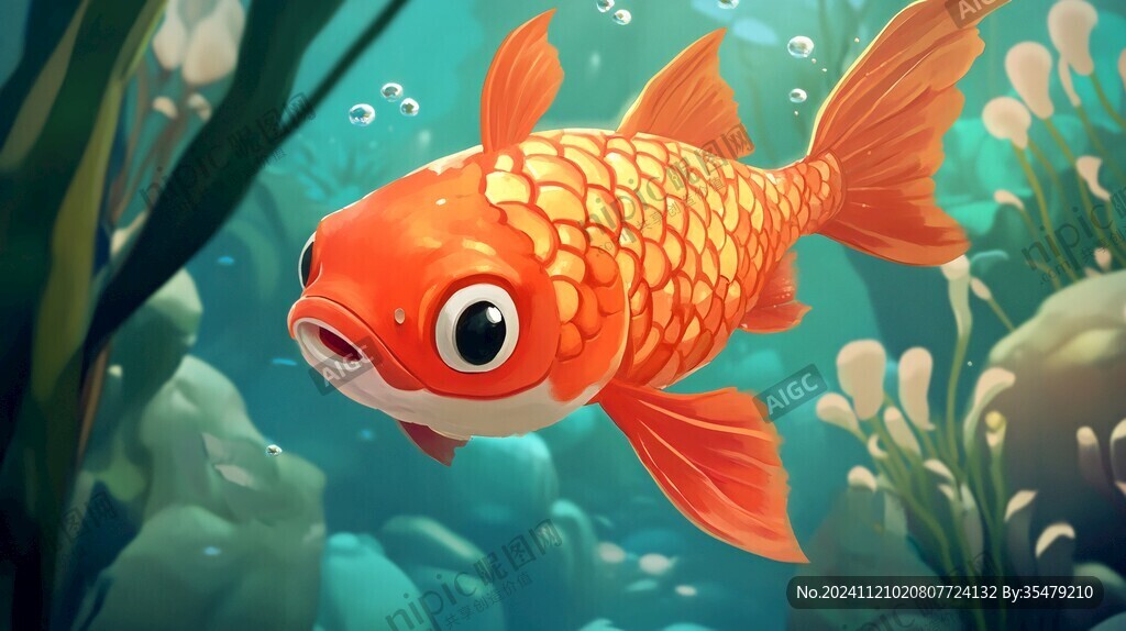 卡通寫(xiě)實(shí)紅鯉魚(yú)