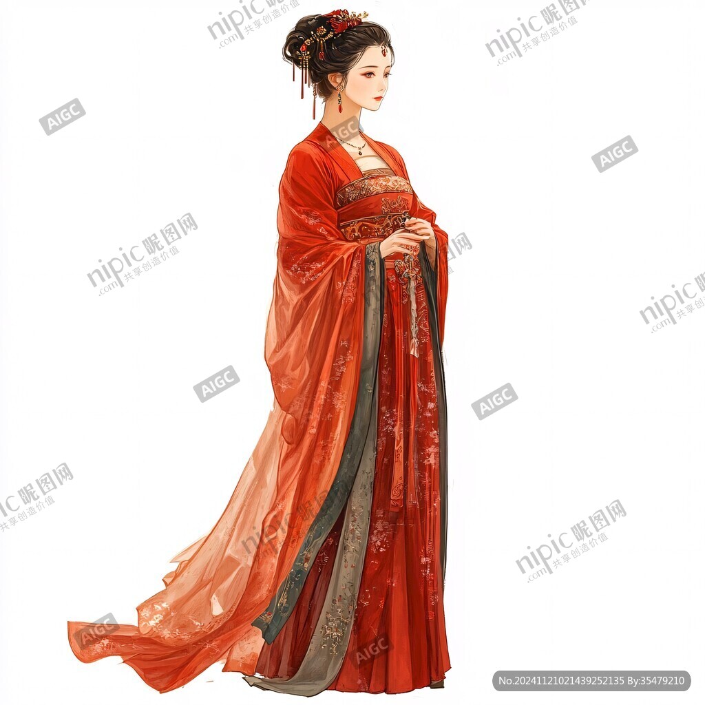 紅色古代薄紗服