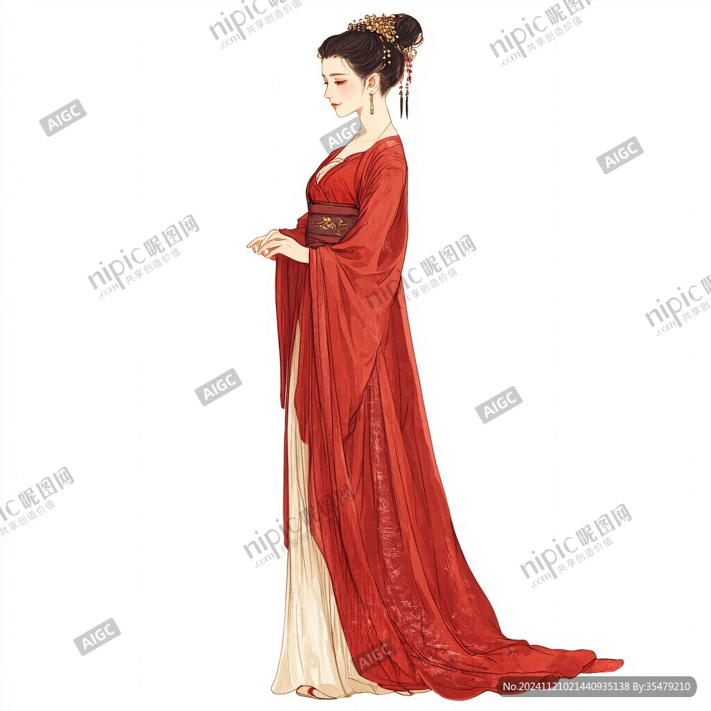 紅色古代薄紗服