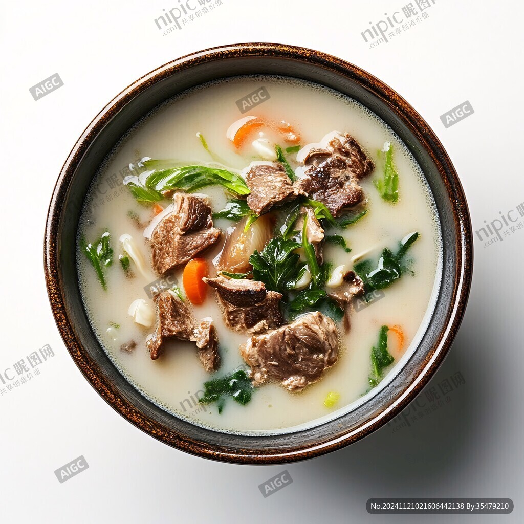 俯拍羊肉湯
