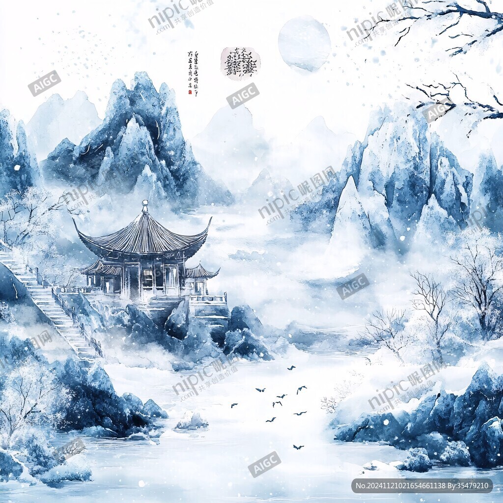 樓閣古風仙鹿仙景