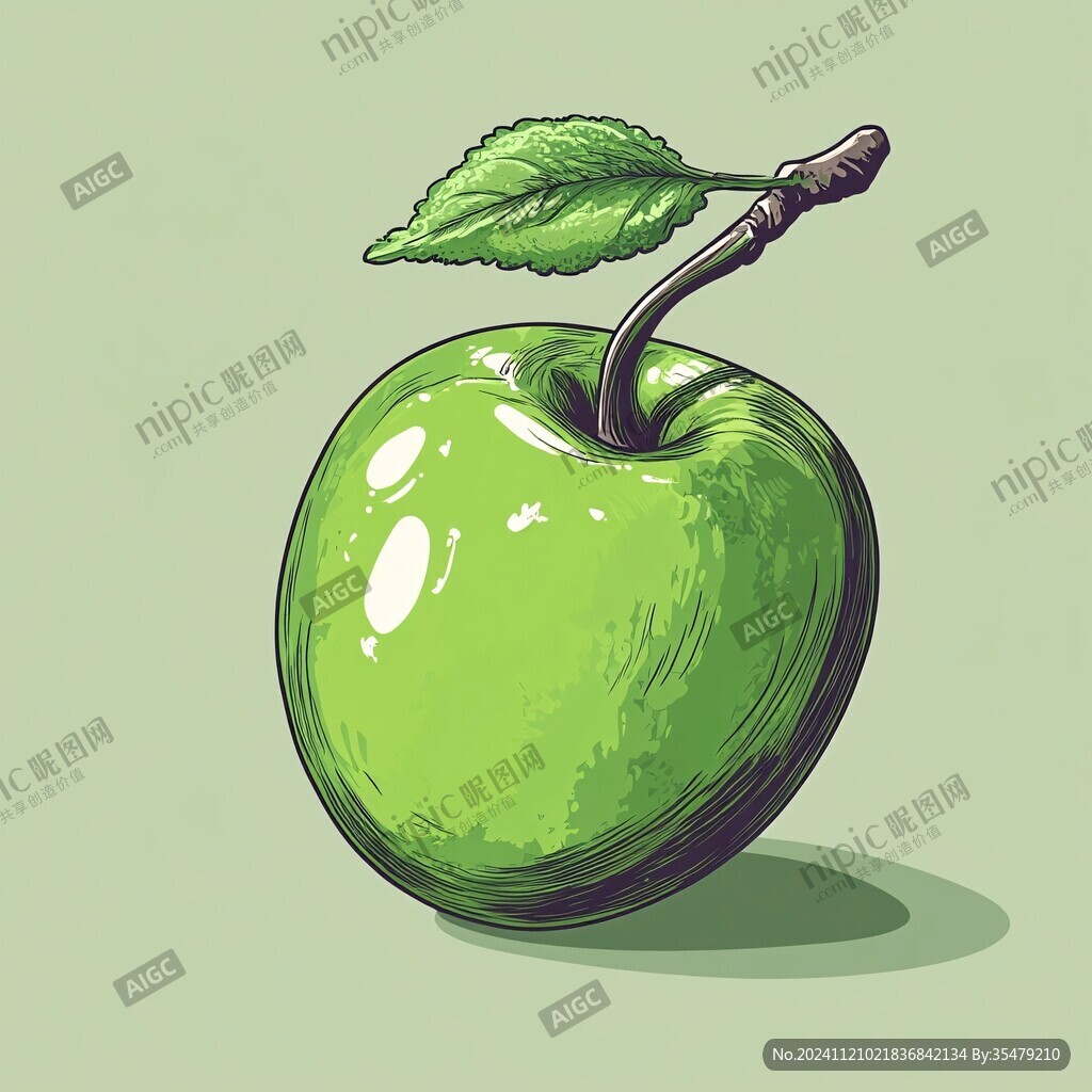 綠色蘋果插畫