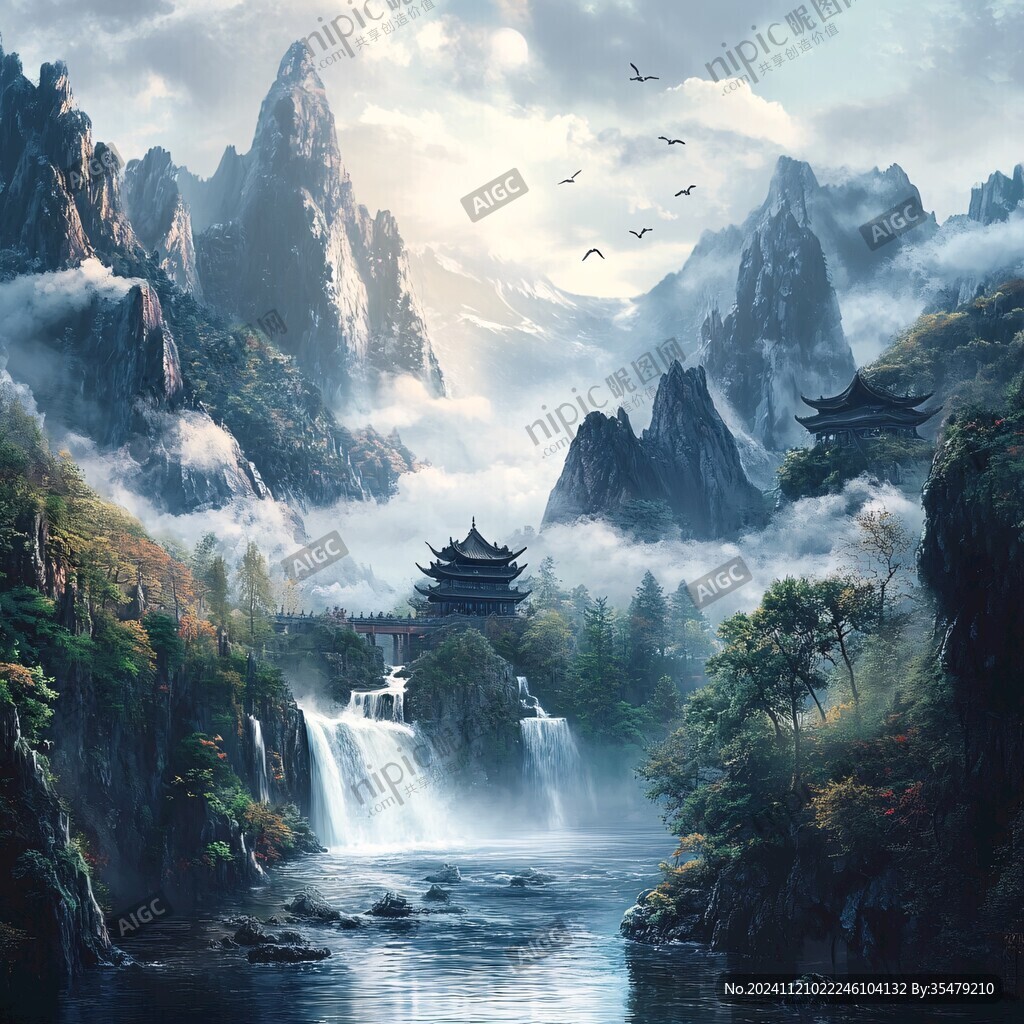 古風山水場景