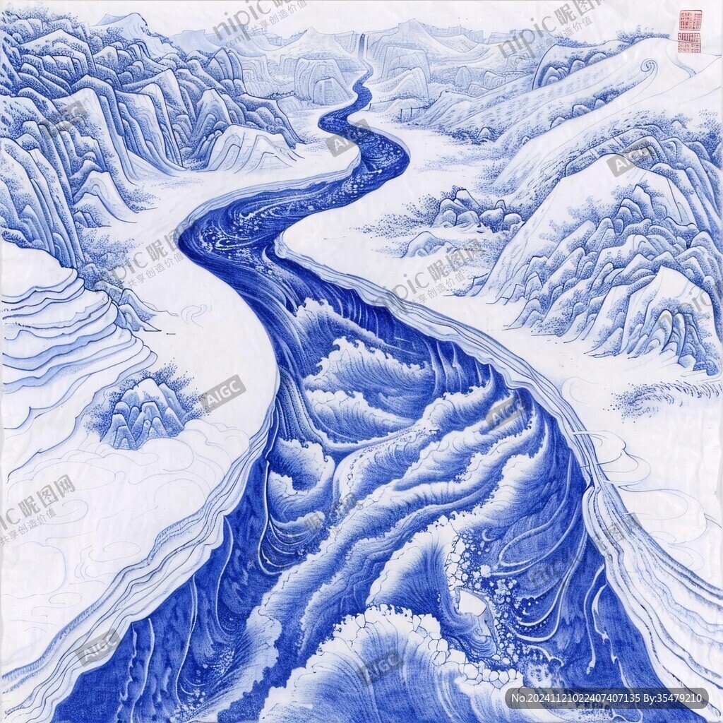 青花海水江崖紋