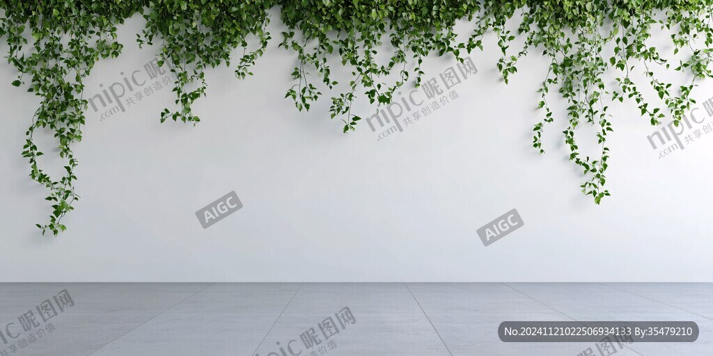 墻枝葉綠色植物常