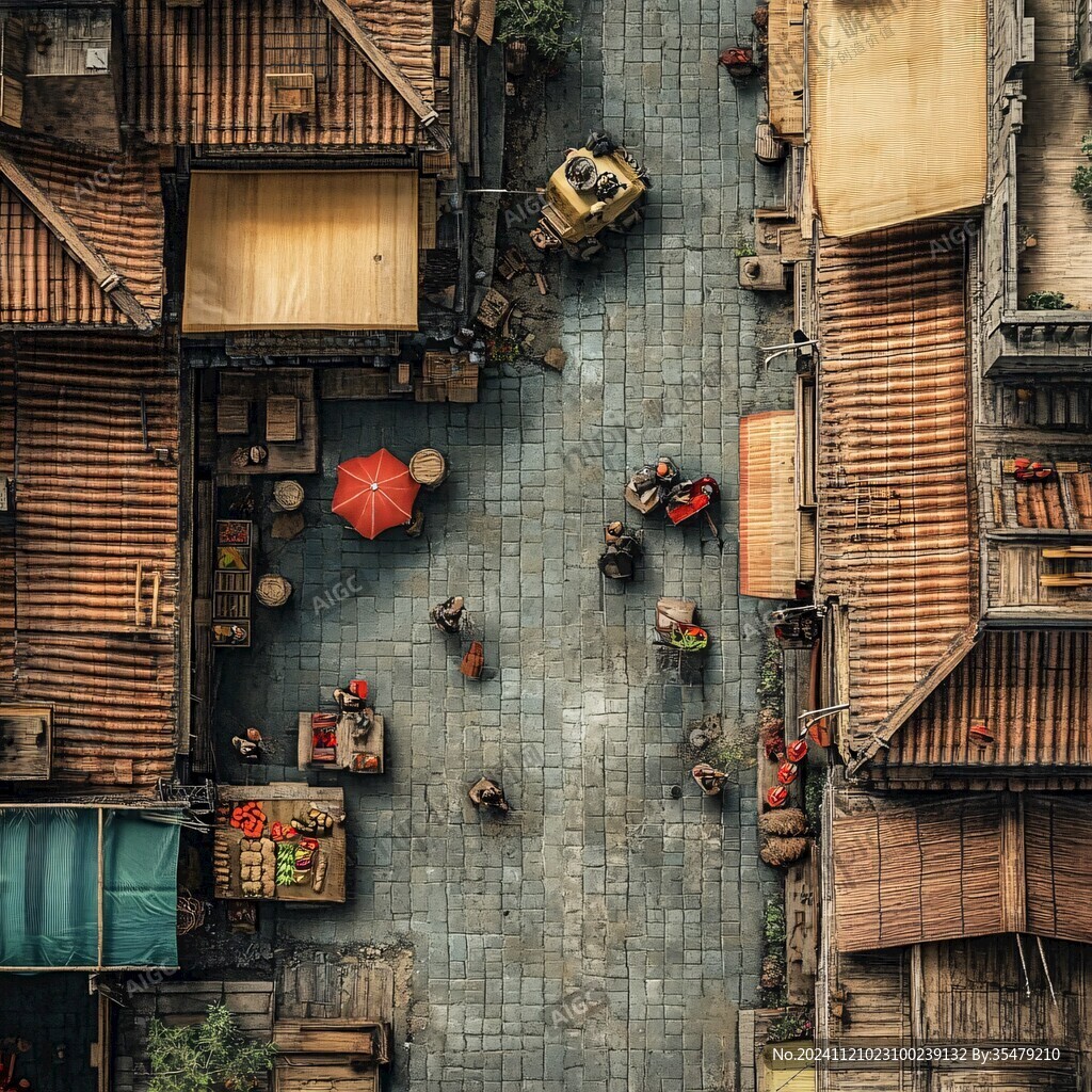 俯拍大街小巷