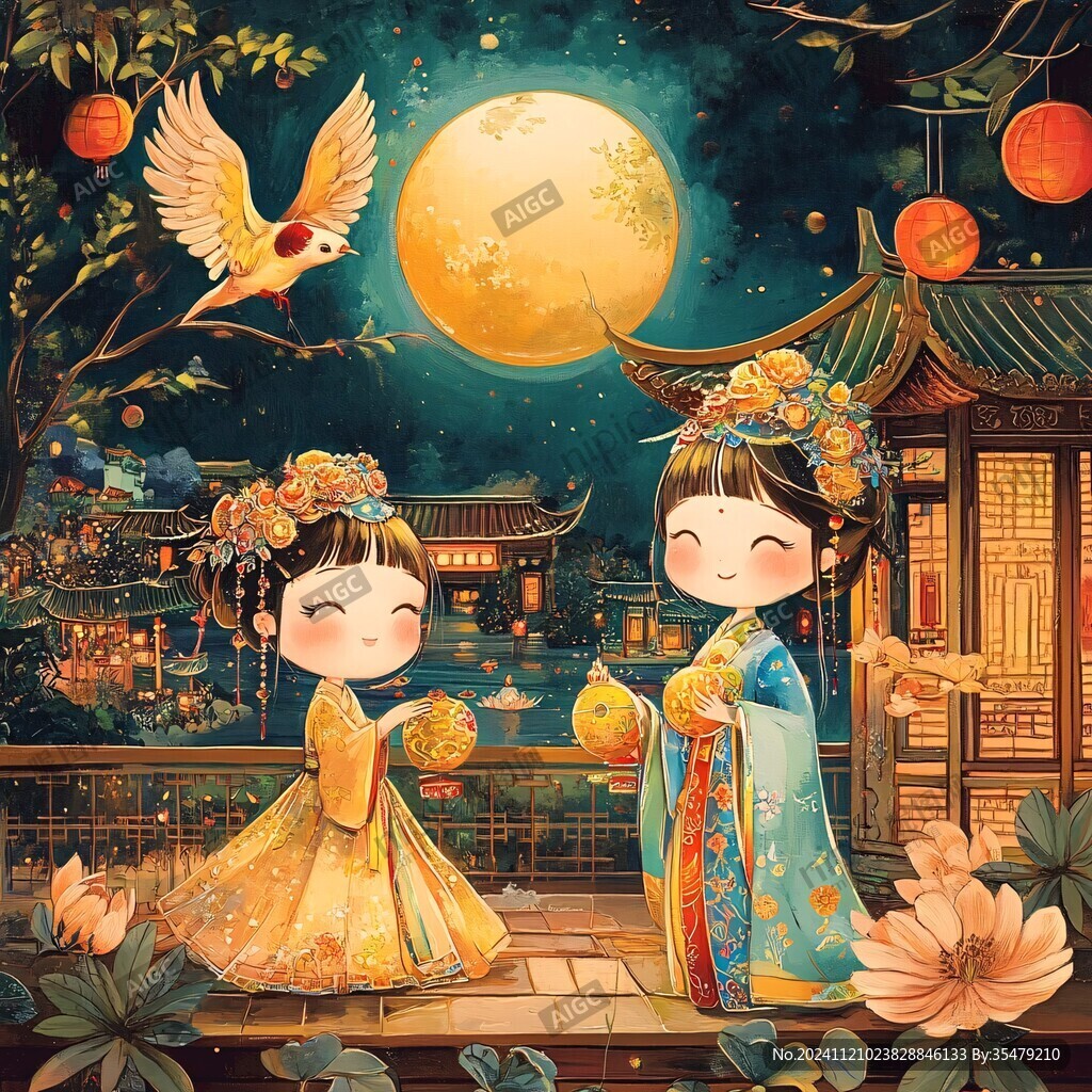 中秋古裝插畫