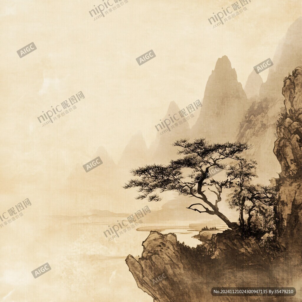 古典復古水墨山水
