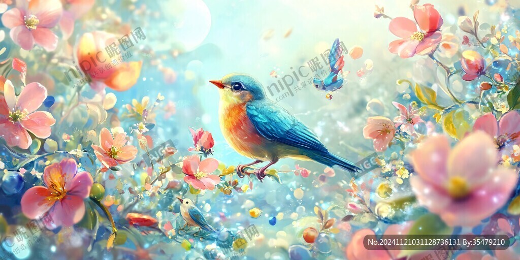 唯美花鳥背景