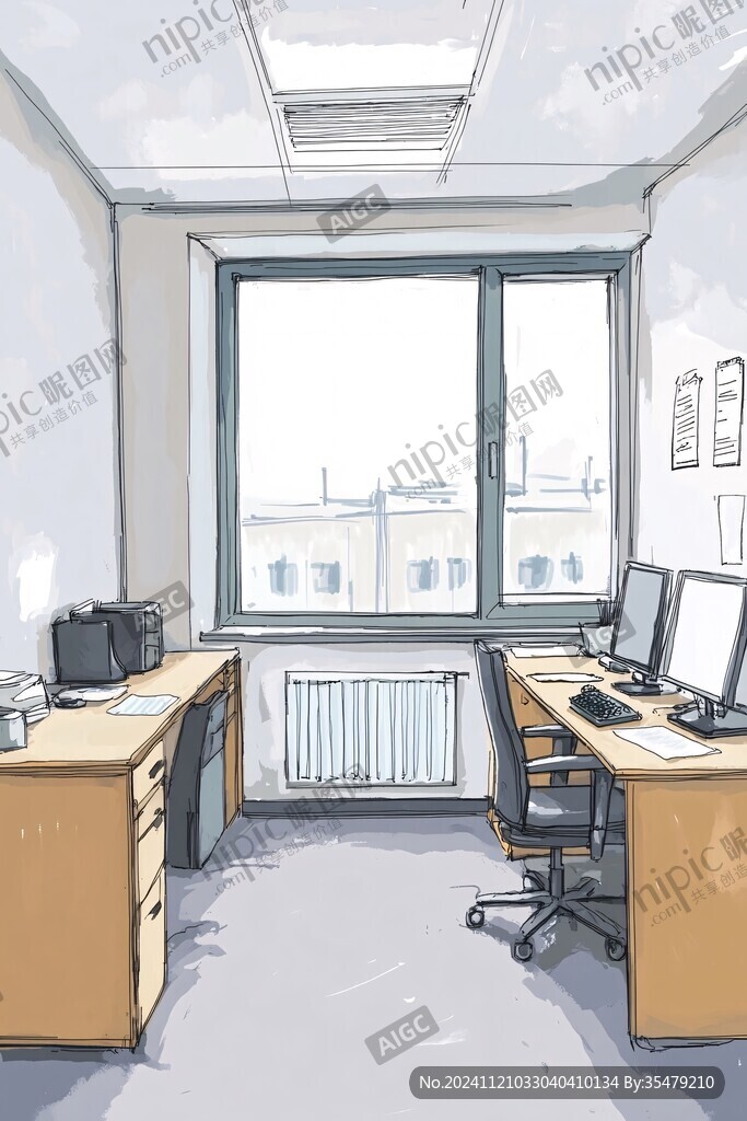 書桌插畫