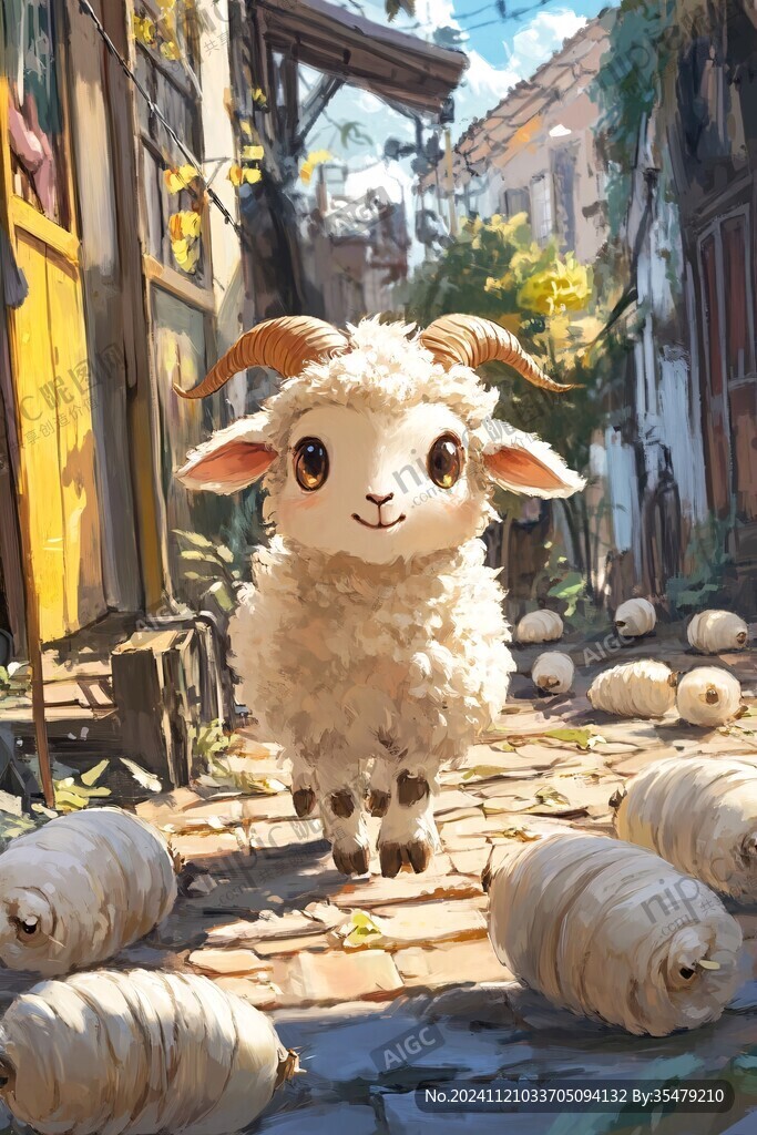萌系小羊插畫