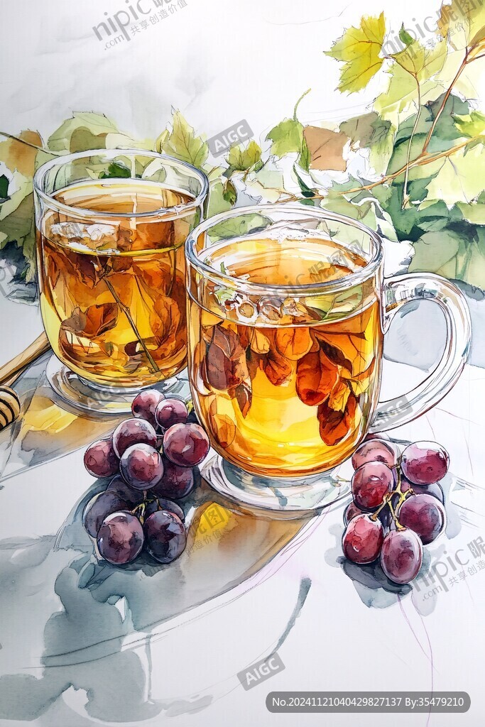 蜂蜜葡萄汁插畫
