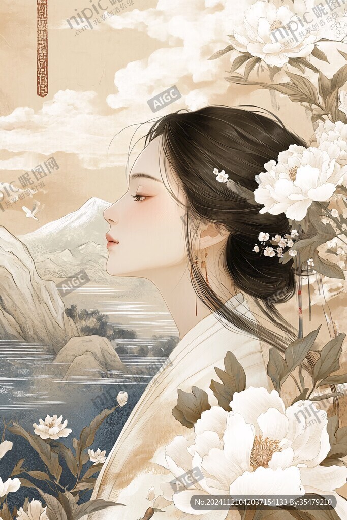 漢服美人插畫