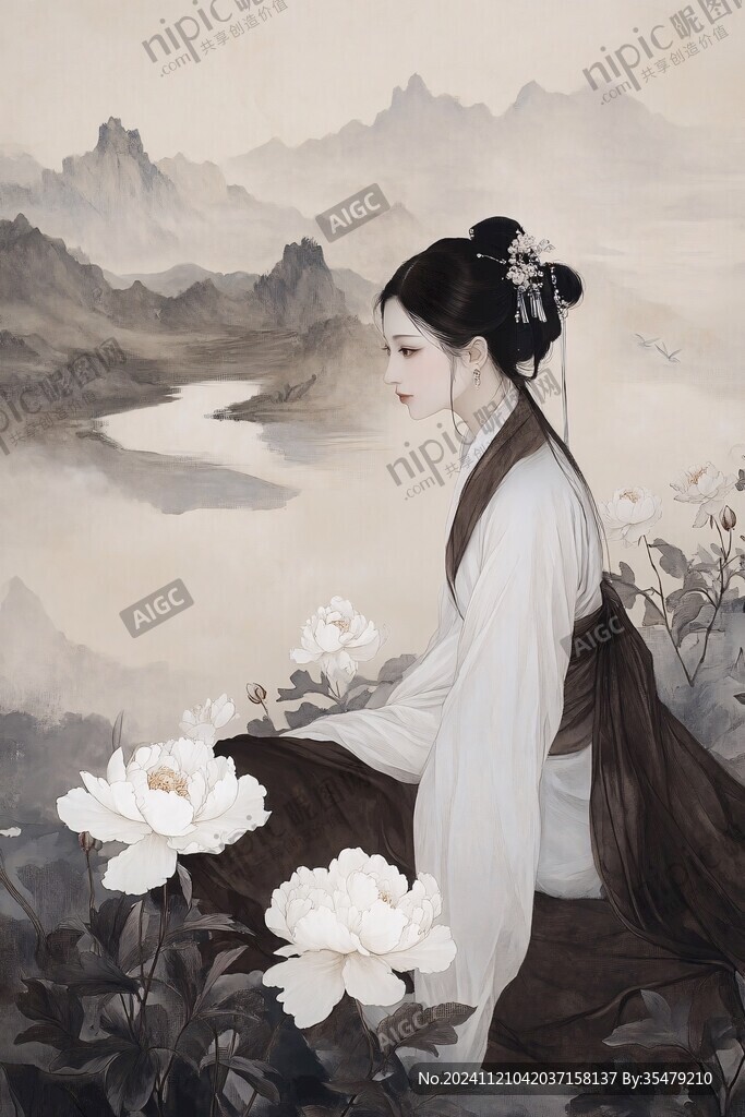 古風(fēng)人像水墨山水