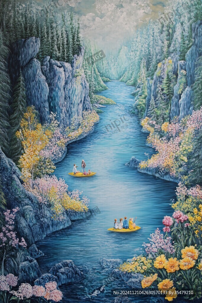 山水畫油畫手繪風景畫