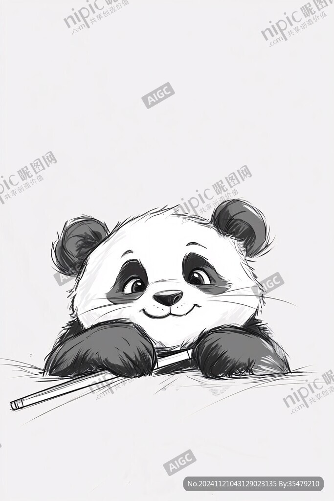 手繪插畫熊貓