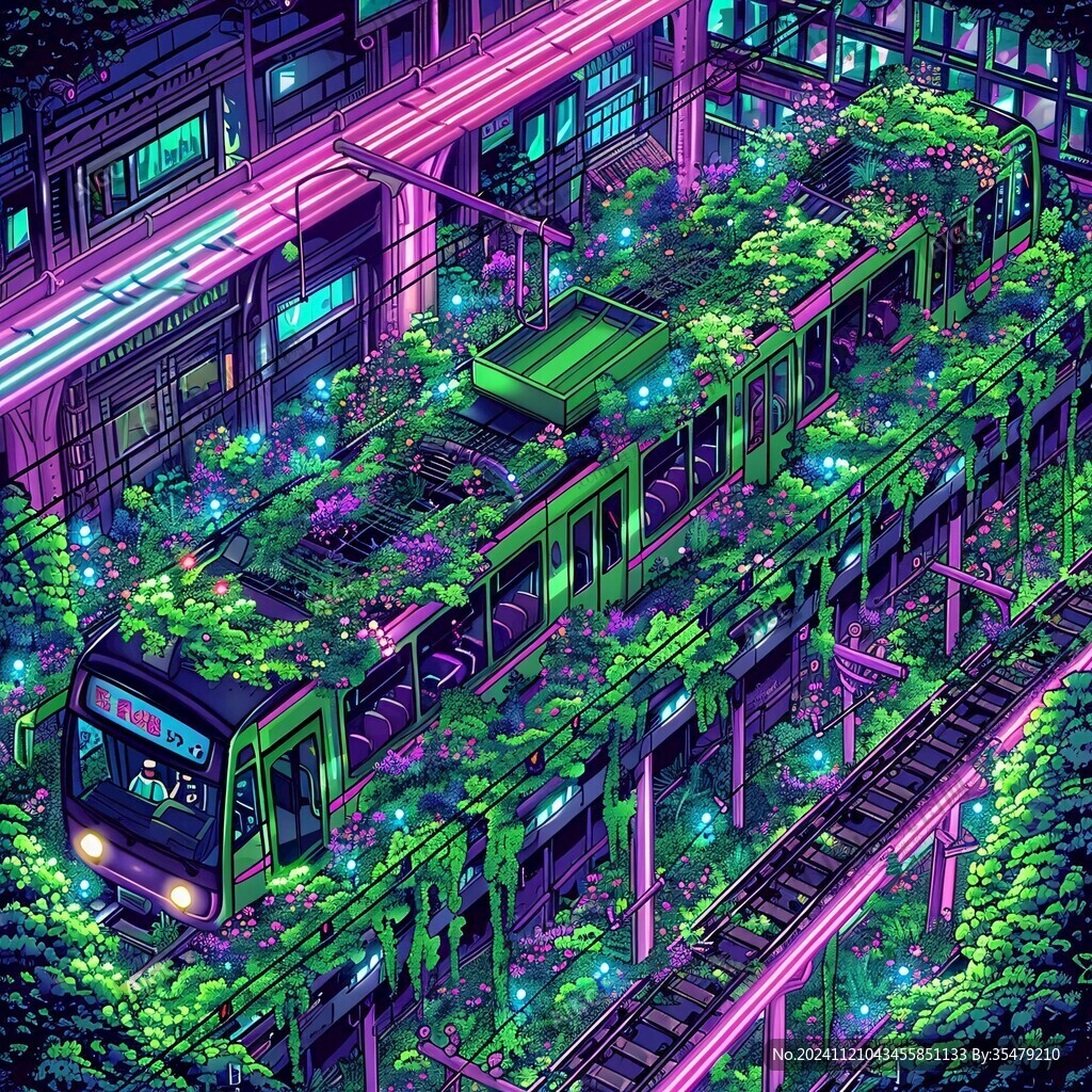 輕軌穿樓插畫