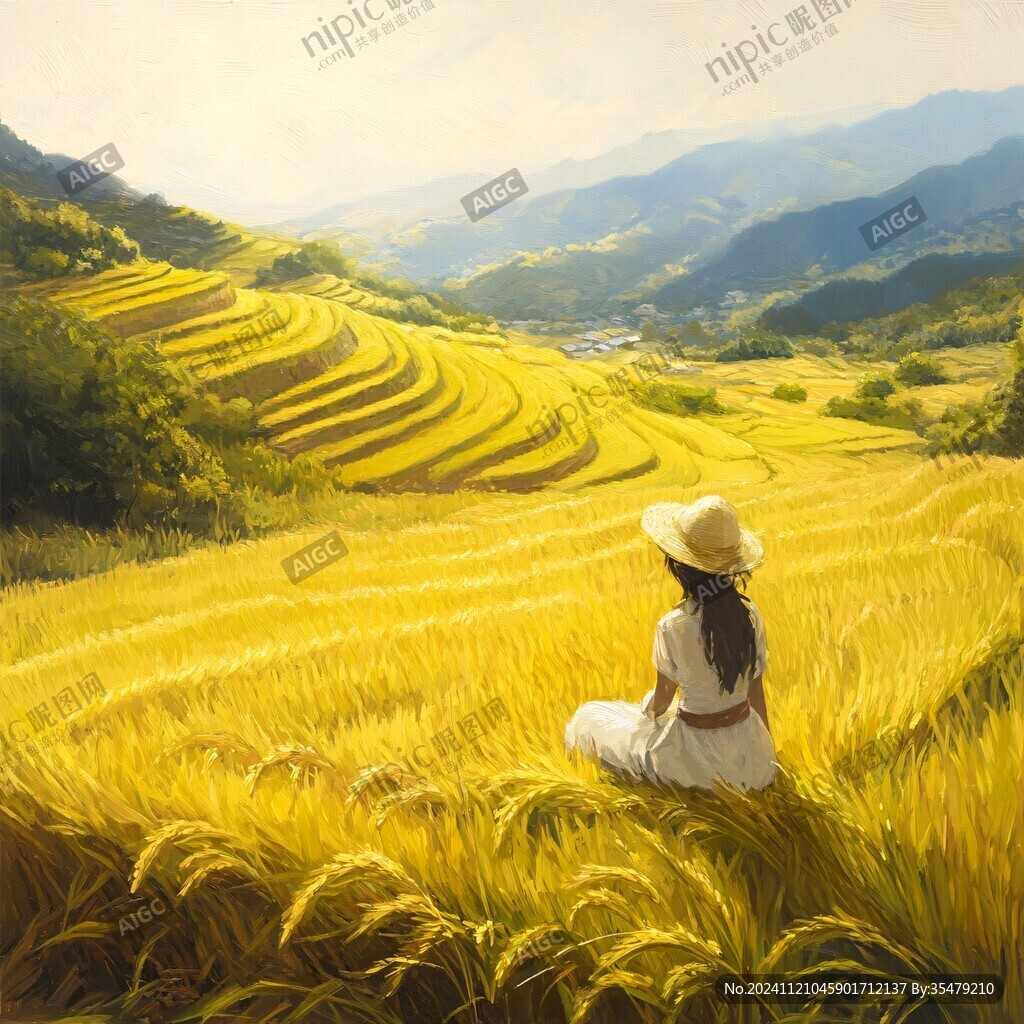稻田與少女