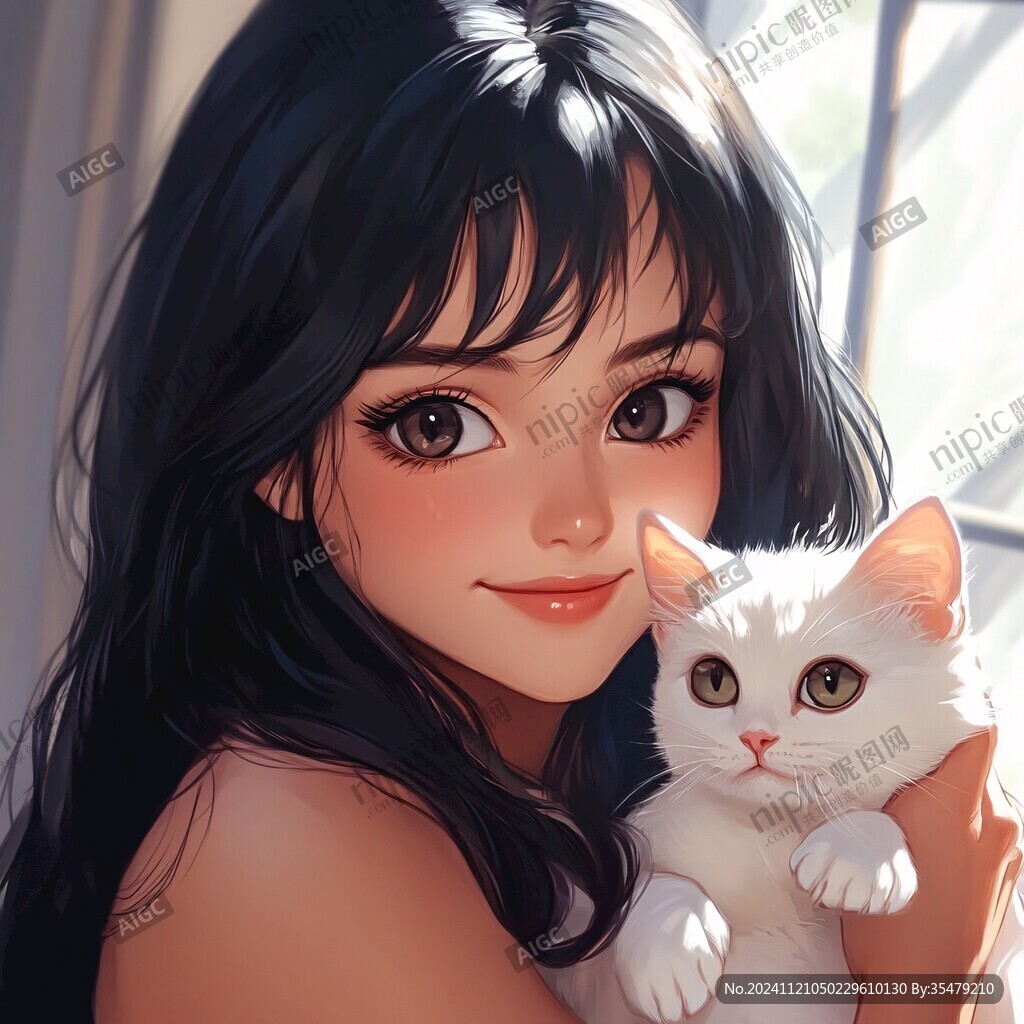 抱貓少女