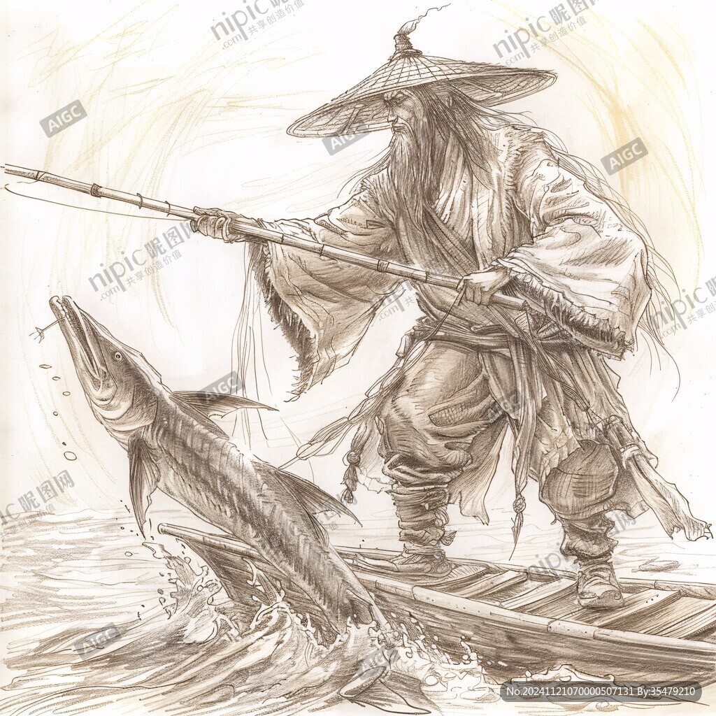 漁翁插畫