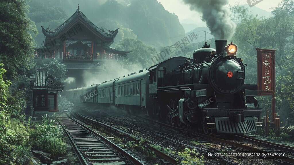 穿梭在山林里的火車