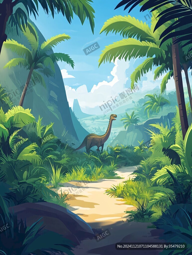 恐龍戶外插畫