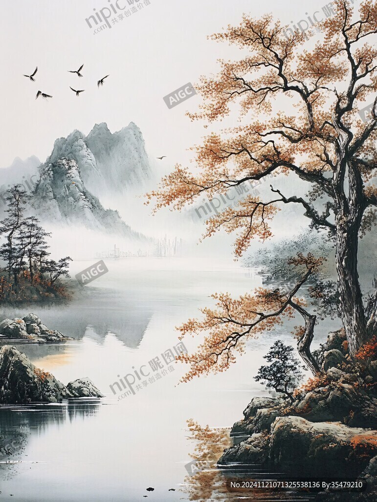 金色山水壁畫