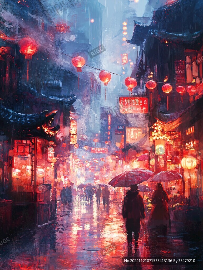 雨巷插畫