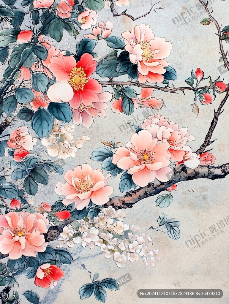工筆梅花花開富貴